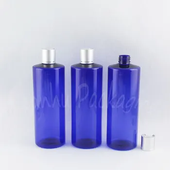 500 ML Modrý Ploché Ramenný Plastové Fľaše , 500CC Prázdne Kozmetické Kontajner , Sprchovací Gél / Krém Obal Fľaše ( 15 PC/Lot )