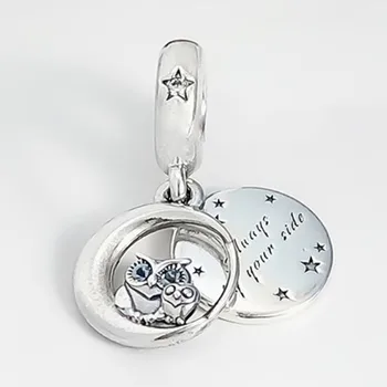 Pôvodné 925 Sterling Silver Sova Prívesok S Ľavej A Pravej Písmená Fit Ženy Pandora Náramok & Náhrdelník Diy Šperky