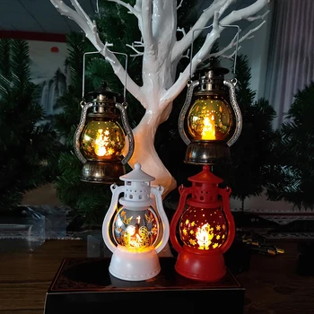 Nové Vianočné Dekorácie Vnútorné Vonkajšie Svietidlo LED Svietidlo Vianočné Lampa Visí Sviečkach Svetlo Pre Domáce Vintage Retro