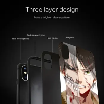 Sklo Mäkké Silikónové Balíku Prípade Shell pre iPhone 12 11 Pro X XS Max XR 8 7 6 Plus SE 2020 S Pokrytie Japonské anime Útok na Titan
