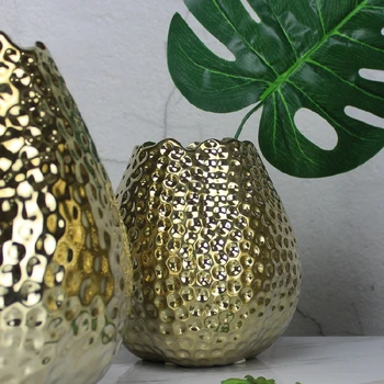 Zlatá Váza Jednoduché Moderné Vlna Otvoriť Kladivo Bod Keramické Striebornú Vázu Nordic Domov Zlaté Kvetinová Výzdoba