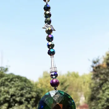 Čakra Quartz Prírodného Kameňa Crystal Suncatcher Kolo Uzdravenie Okno Ornament s Crystal Ball Drop Cencúľ Hranol