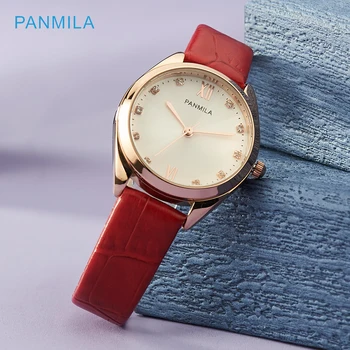 Hot Predaj Luxusné Značky PANMILA Ženy Hodinky Módne Šaty náramkové hodinky Quartz Nepremokavé PU Popruh Montre Femme Reloj Mujer Box