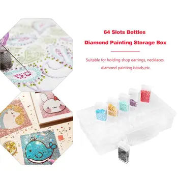 Plastové Diamond Maľovanie Príslušenstvo 64 Otvoru Fľaše, Nádoby Úložný Box Diamant Maľovanie Držiteľ Daimond Maľovanie Box