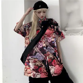 NiceMix high street tetro ženy blúzky streetwear košele 2020 letné oblečenie plus veľkosť módne vintage Harajuku tlačené, blúzky