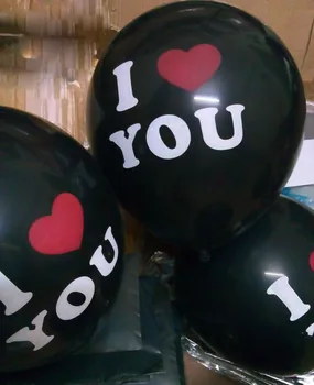 Zadarmo 1000pcs/veľa Black hélium balón Svadobné dekorácie valentínske darčeky Strana navrhne MILUJEM ťa vytlačené latexové balóny