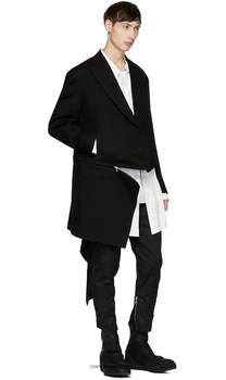 S-6XL!!! 2018 Originálne pánske jesenné zimné vlnené kabát voľné šitie zips dizajn, jednoduché ležérny štýl dlhý oblek