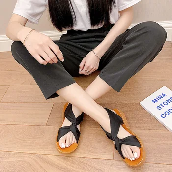 Ženy Sandále Lete Roku 2020 Ženské Topánky Žena Peep-toe Pohodlné Sandále na Platforme Slip-on Ploché Sandále Žena Sandalias Mujer