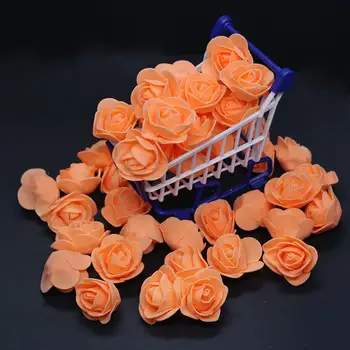 500Pieces/Taška Veľkosti 3,5 CM Orange PE Rose Hlava Kvet Strane DIY Svadobné Kytice Vianočný Veniec Candy Box Domáce Dekorácie Ruže