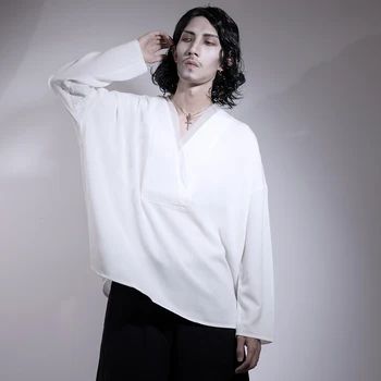 Japonský Nadrozmerná T-shirt Mužského tvaru Dlho puzdre Tričko Špeciálne Voľné Veľké Veľkosti Lepšiu Kimono Tričko Biele Bežné Tide
