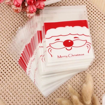 100ks Vianočné samolepiace funkcie opp Taška Cookie Biscuit Package Vianočné Darčekové Tašky