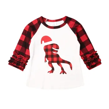 Batoľa Detský Baby Chlapci, Dievčatá Vianočné Oblečenie Bavlna Koberčeky Dinosaura Vytlačené Dlhý Rukáv T Shirt Topy Tee Blúzka Jeseň 1-5Y