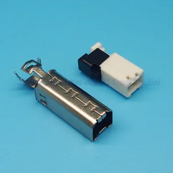 10PCS 2 v 1 DIY USB B Samec Zástrčky s Kovovým plášťom Stlačte kábel Solderless USB Konektor Konektor Tlač