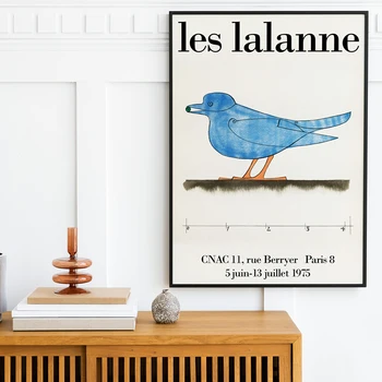 Les Lalanne 1975 Polovice Storočia Plagát Vintage Wall Art Blue Bird Domáce Dekorácie Výstavu Maľba Obrazu Pre Obývacia Izba Rám