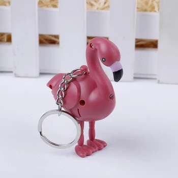Flamingo Svetla Led Prívesok Zvierat Zvuk Lampy Baterky Krúžok Deti Darček Hračka