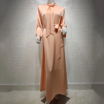 MD Lištovanie Kaftan Šaty Dubaj Ženy Abaya Turecko Nové 2021 Moslimské Oblečenie Pre Dievčatá Večerné Šaty Saténové Dlho Abayas Islamské Oblečenie