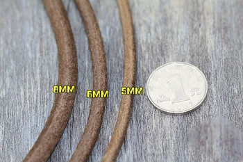 2Meter 1-8mm Tmavá Antik Hnedá Kolo Originálne Kožené Šperky Kábel String Čipky Lano DIY Náhrdelník Náramok Zistenia