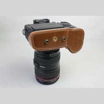 PU Kožené Fotoaparát obal Pre Canon EOS 6D Mark II 6D2 6DII 6D II brašna Kryt Batérie Otvor + ramenný popruh