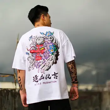 Hip Hop T Shirt Mužov Japonsko Diabol T-shirt Harajuku Tričko Streetwear Bežné Krátkym Rukávom Letné Topy 2021 Pohode Čierna T Shirt Chlapcov