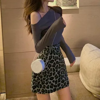 Sukne Ženy Harajuku Leopard Vintage Ríše Sexy Mini Dámy Strany Clubwear Nadrozmerná 3XL Elegantné A-line kórejský Trendy Femme Faldas