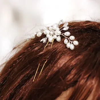 Vintage Svadba Svadobné Pearl Flower Crystal Hair Pin Družičky Klip Strane Česať Vlasy Kolíky Kvet Crystal Sponky Do Vlasov Bridesmaid