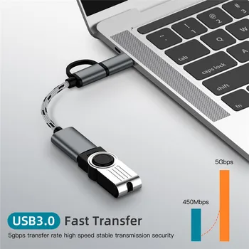 OTG Kábel 2 V 1, Micro USB/Typ-C, USB 3.0 Kábel Adaptéra Cestovať Domov Prenosné Nylon, Nylon Kábel