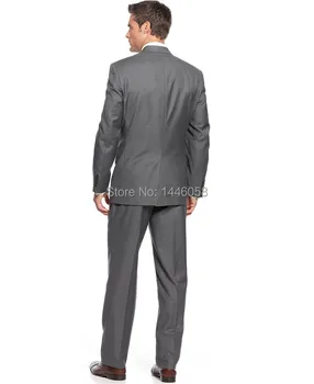 Najnovšie Kabát Nohavice Vzory 3 Kusy Pán Grey Klasické Mužov Obleku Pravidelné Nosenie Muži Obleky Pre Svadby Ženích Tuxedo