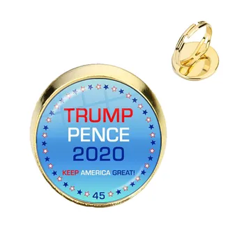 Trump 2020 Sklo Cabochon Krúžky USA Voľbách Zber Udržať v Amerike Veľký Zlatý Á Prstene Pre Ženy, Mužov Podporu Trump Darček