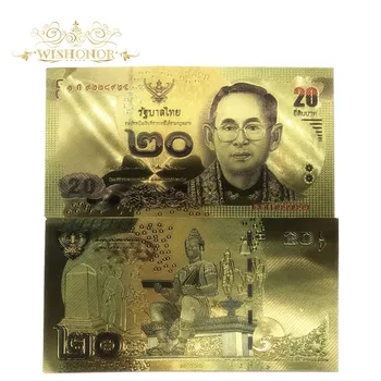 10pcs/veľa 24K Farba Thajsko Zlato, bankovky 20 Bahtov Zlatej Fólie Bankoviek Dvojité Bočné Tlač, Bankovky, Papierové Peniaze Na Zbierku