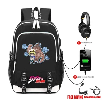 USB Nabíjanie Slúchadiel, Teenagerov, Školské Tašky Notebook Cestovný Batoh Tašky cez Rameno, anime radu jojo je Bizarné Dobrodružstvo batoh