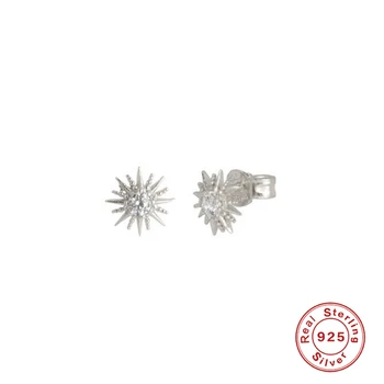 AIDE Retro Sun Flower Stud Módne Náušnice Zirkón 925 Sterling Silver Šperky Pre Ženy Temperament Earings Šperky kolczyki