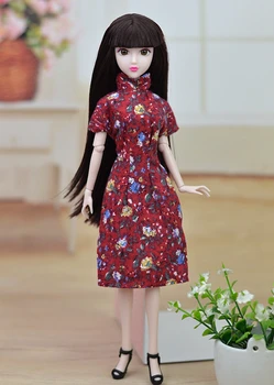 Unikátny Bábika Príslušenstvo Ručné Šaty Pre Barbie Cheongsam Čínske Tradičné Šaty Vestido Kvet Qipao Večerné Šaty