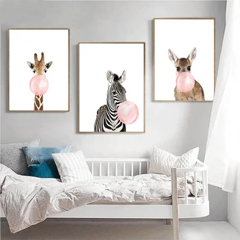 Zviera Plagáty a Vytlačí sa Žirafa, Zebra Plátno Umenie Maľba Nordic Jednoduchý Štýl Wall Art Škôlky Dekor Obrázok detská Izba Decor