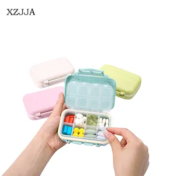 XZJJA Prenosné 8 Mriežky Úložný Box Mini Double Layer Zaradenie Lieku Vzduchotesnej Nádobe Cestovať Domov Troche Tabletky Organizátori