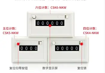 CSK6-NKW 4/5/6 miestne Elektromagnetické počítadlo s manuálne zablokovať, tlačidlo reset DC 24V AC 220V 110V CSK4-NKW CSK5-NKW CSK