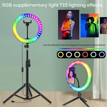 10 Palcový Krúžok Svetlo Vyplniť Svetla Foto Krúžok Lampa S Statív S 15 Svetelné Efekty Pre Make-Up Video Live Aro De Luz Para Galaxy