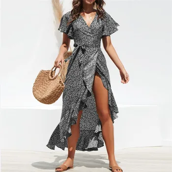 Ženy Letné Beach Maxi Šaty Kvetinový Dlhé Šaty Prehrabať Tvaru Šaty
