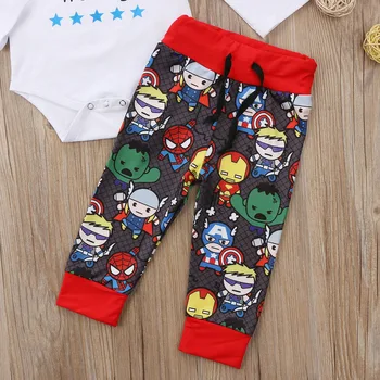 2021 Módne Dieťa, Chlapec, Dievča Superhrdina Romper Jumpsuit + Nohavice Legíny Oblečenie Set Oblečenia