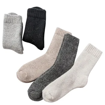 Super hrubé vlnené ponožky v zime, teplé vlnené ponožky pre mužov a ženy, hrubé a fleece uterák ponožky, čisté farebné vlnené ponožky