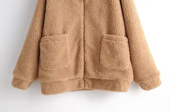 Jeseň Vrstvami Fleece Bundy Zimné Teplé Teddy Kabát Cardigan Office Lady Sexy Ženy Zmesi Vlny Plná Topy Zvrchníky Teplá bunda