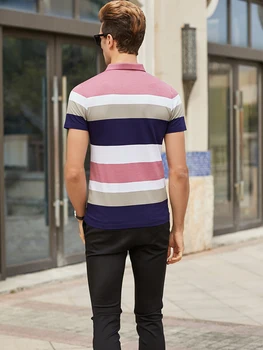 Hollirtiger Slim Fit 2020 pánske Polo Tričko Vrecku Bežné Krátky Rukáv Široké Pruhy Tee Tričko Oblečenie Camisas Polo Hombre