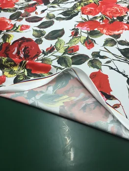Vlastné rose vytlačené polyesterovej tkaniny tkaniny 145 cm šírka žien detské tričko šaty, odev, textílie, Nízke ceny, veľkoobchod