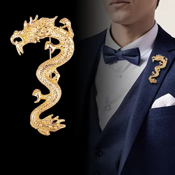 Retro Zvierat Dragon Brošňa Kovové pánske Oblek Tričko Preklopke Kolíky a Brošne Corsage Odznak Módne Šperky, Oblečenie, Doplnky