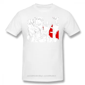 Vysoká Kvalita Mužov Oblečenie O-Krku 100 Bavlna Tím Grafické T-shirt Dr Kameň Senku Tsukasa Post Apocalyptica Anime Krátky Rukáv