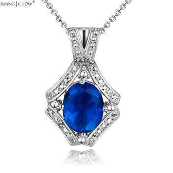 Nové Módne Trendy Šperkov Kolík setting užívať Modré Crystal kameň 925 Sterling Silver Prívesok pre ženy Loptu Príslušenstvo P265