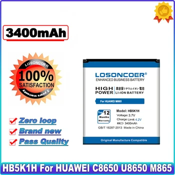 LOSONCOER 3400mAh HB5K1H Pre Huawei Ascend ll 2 M865 Sonic U8650 C8650 U8850 U8660 U8652 U8651 Telefón Batterie Batterij Bateria