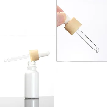 15ML pearl white sklenené fľaše, drevené tvar kvapkadla veko biele žiarovky sklo kvapkadla fľaše pre esenciálny olej, tekuté očné sérum pack
