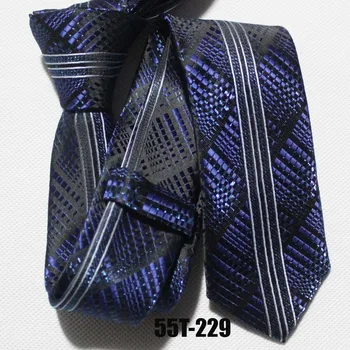 Lingyao dizajnér Panel kravatu Mužov Luxusné kráľovská modrá kravata s bielymi pruhmi & plaids