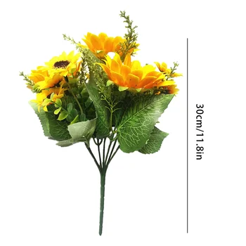 Umelé Kvety Hodvábnej Látky Slnečnice Umelé Kvety, Kytice Pre Domáce Kancelárie Strany Garden Hotel Svadobné Dekorácie