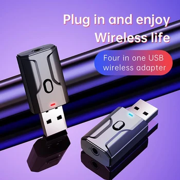 4 V 1 5.0 Bluetooth Adaptéra USB Bezdrôtovej Bluetooth Vysielač, Prijímač Hudby a Audio Pre PC TV Auto Hands-free 3,5 mm